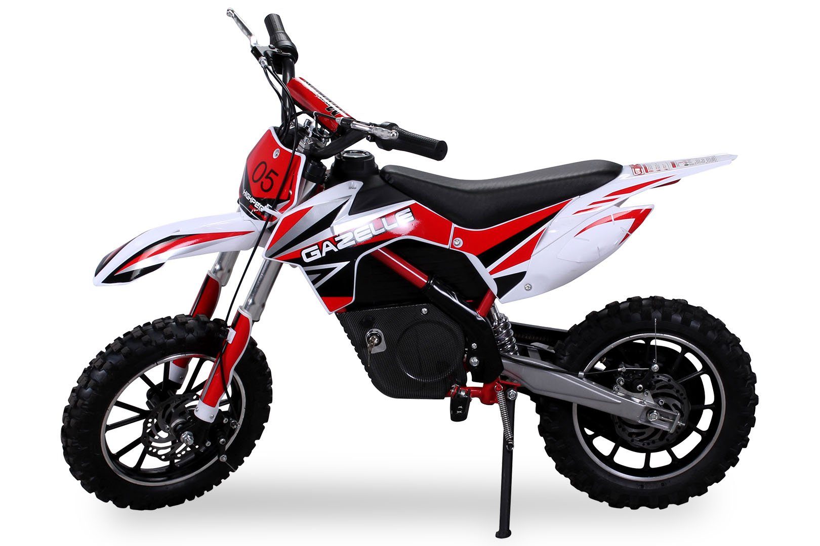 Actionbikes Motors Elektrisk barnmotorcykel Gazelle 500W - barns minicrosscykel från 5 år elektrisk - 7 - 25 km/h, lastkapacitet 60 kg, (1 styck), barns mini-dirtbike minicross pitbike pocketbike - 3 gasregleringsnivåer