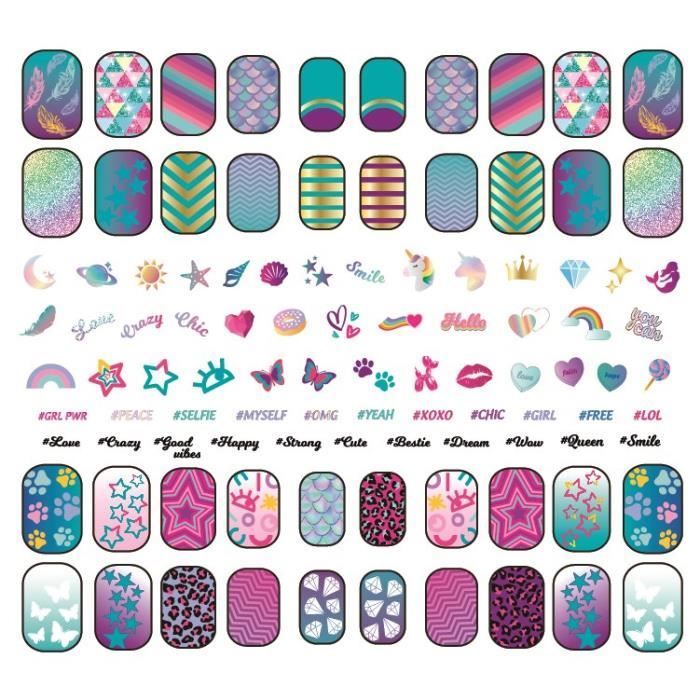 Clementoni - Kit manucure phosphorescents pour enfant - Vernis, faux ongles et autocollants - Dès 7 ans
