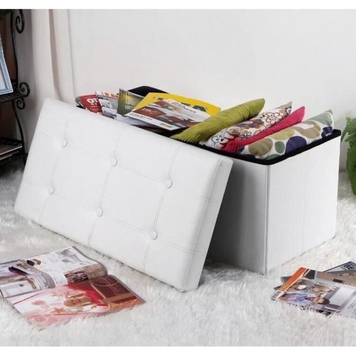 Ottoman sofa with storage compartment - TEENO - White - Faux leather - 76 x 38 x 38 cm