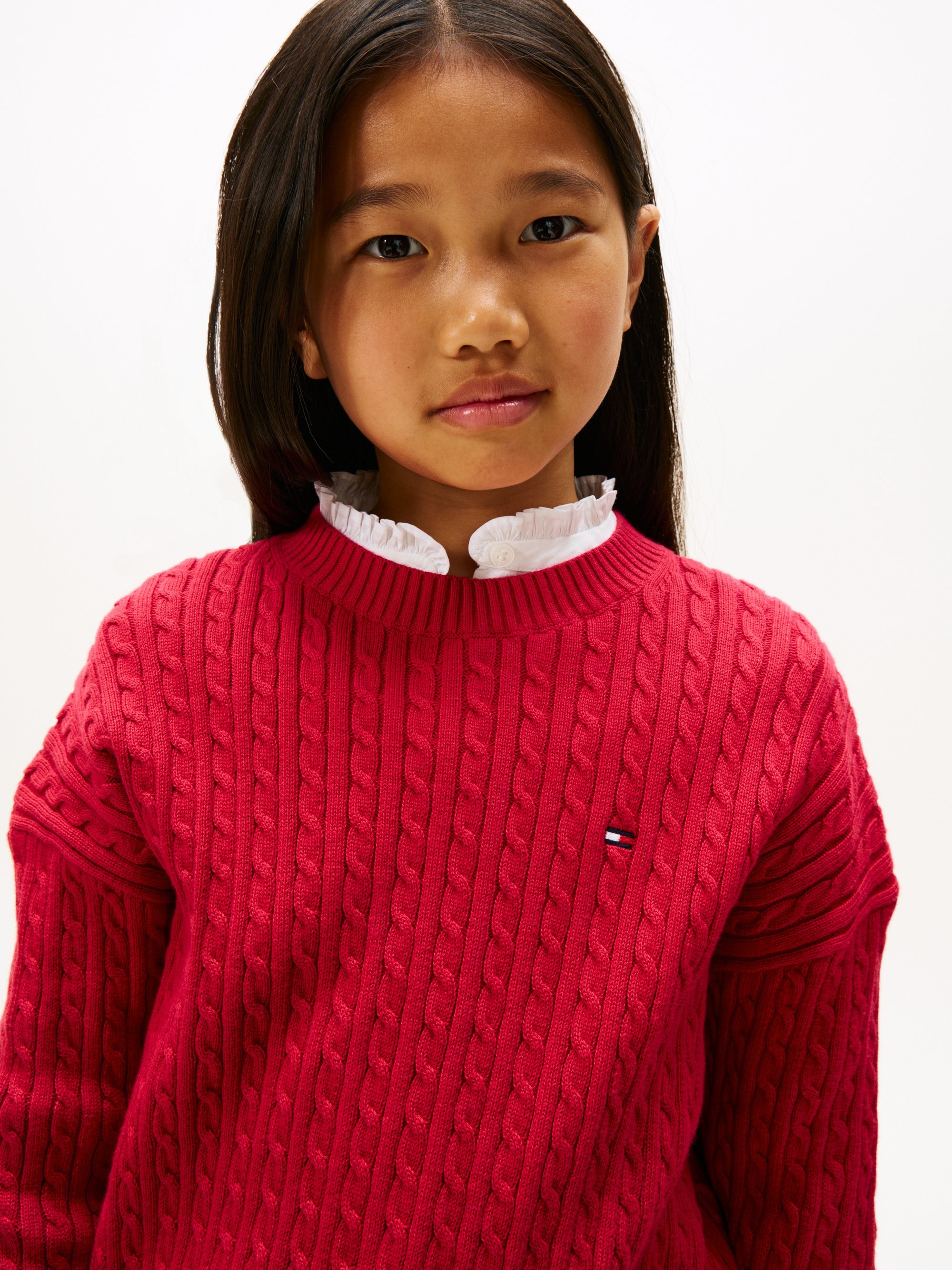 Tommy Hilfiger kabeltrui - trui - robijnrood