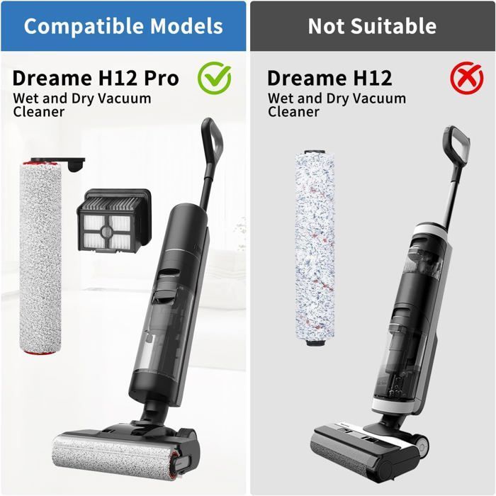 Vacuum Cleaner Accessories - OTBACT - Dreame H12 Pro - 2 brush rollers - 2 HEPA filters - 1 cleaning brush