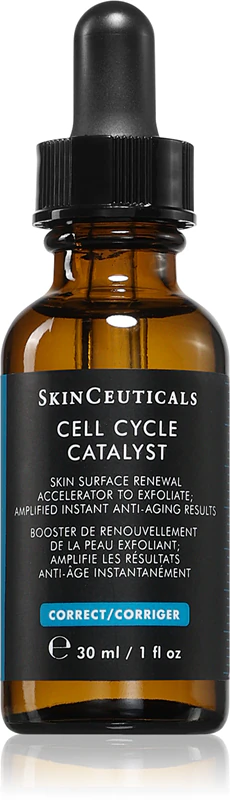 Sérum facial Skinceuticals Correct Cell Cycle Catalyst para restaurar a firmeza da pele do rosto.