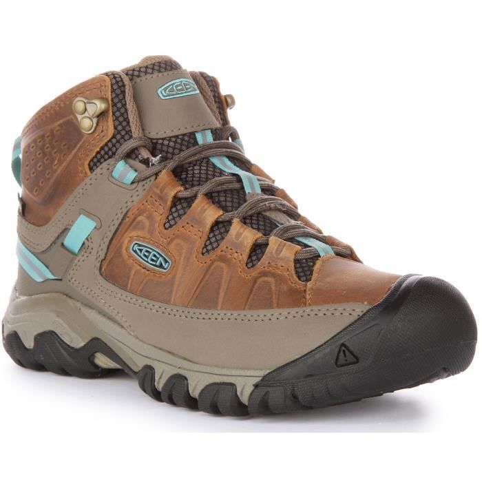 Chaussures de randonnée Keen Targhee III en cuir imperméable et en maille pour femmes - Brun Bleu - 38.5