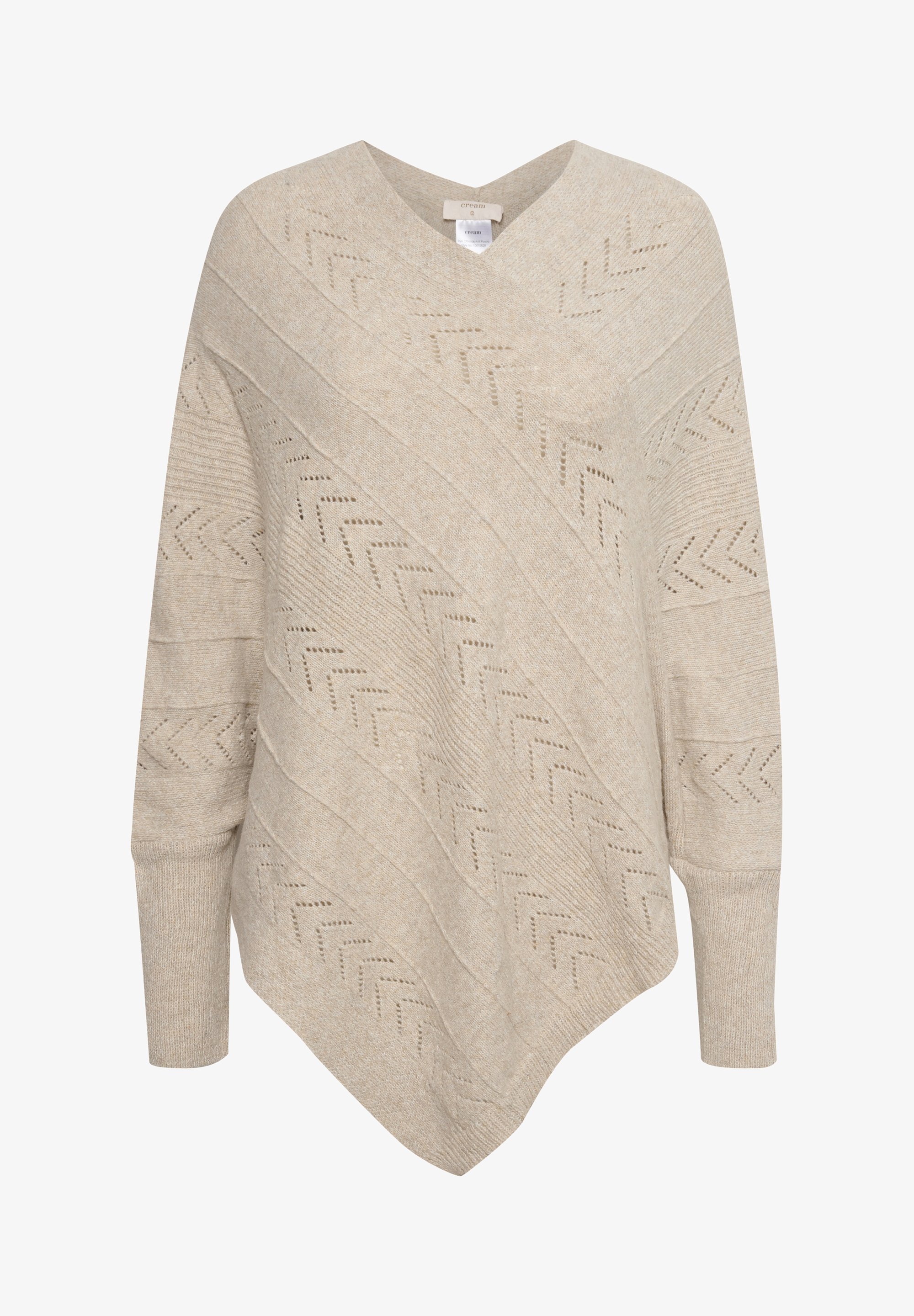 Crème vakantieponcho - trui - havermout melange