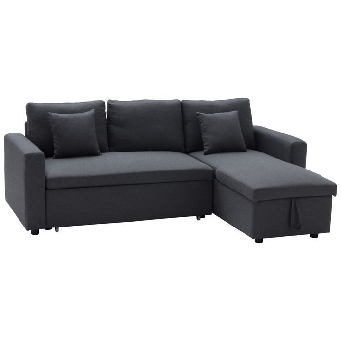 Canapé d'angle convertible CLARK 3 places gris chiné