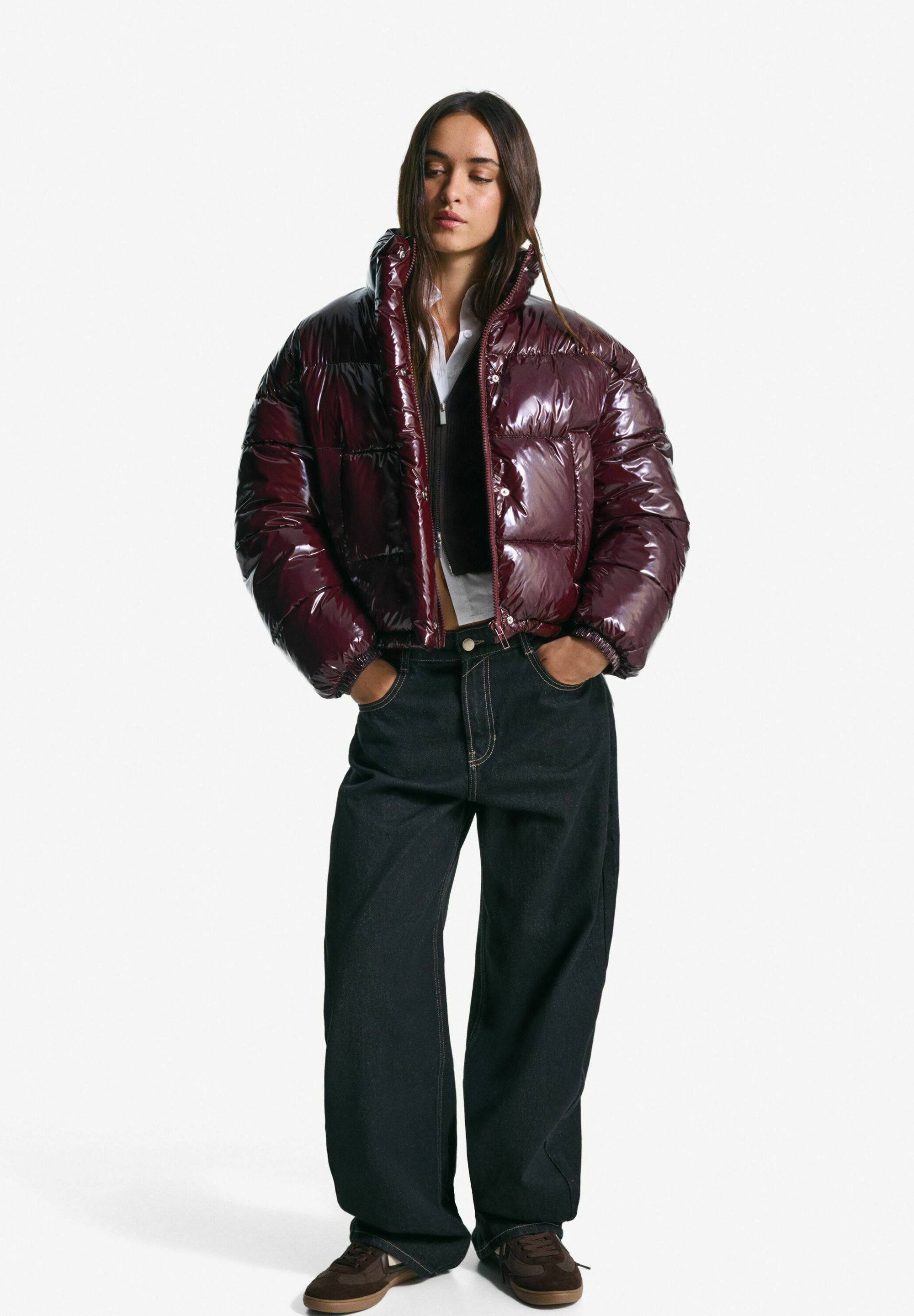 Bershka winterjas - donkerrood
