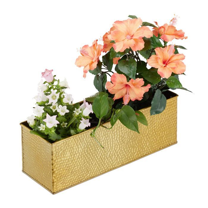 Relaxdays Jardinière, Pot de fleurs, Plantes herbes aromatiques métal, Bac à fleurs rectangle