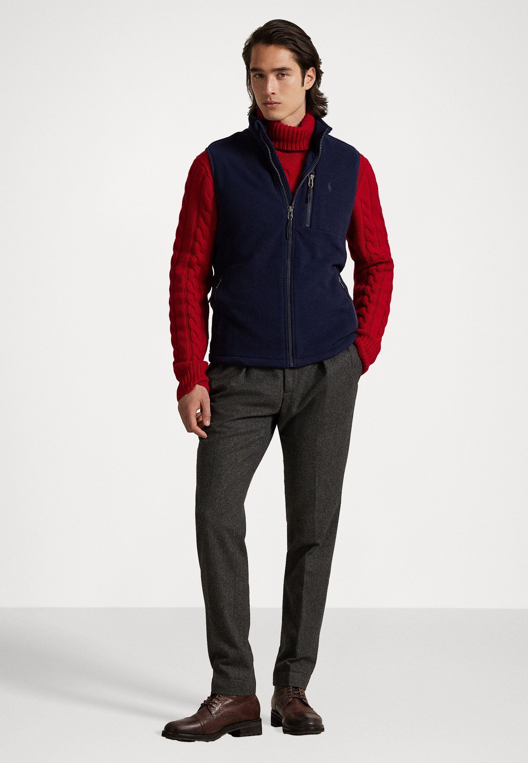 Gilet sans manches à col montant en polaire brossée Polo Ralph Lauren - Bleu marine croisière