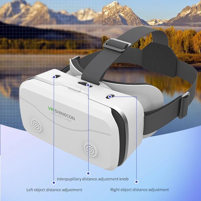 VR Headset, 3D HD Virtual Reality Headset with Blue Light Blocking, VR Glasses Compatible with Android/iOS 4.7-7.2 Inch Screens (White)
