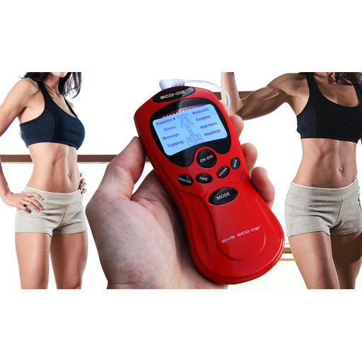 Stimulateur musculaire portable Eco-de Ems, compact, facile à utiliser, écran LCD bleu, 8 programmes