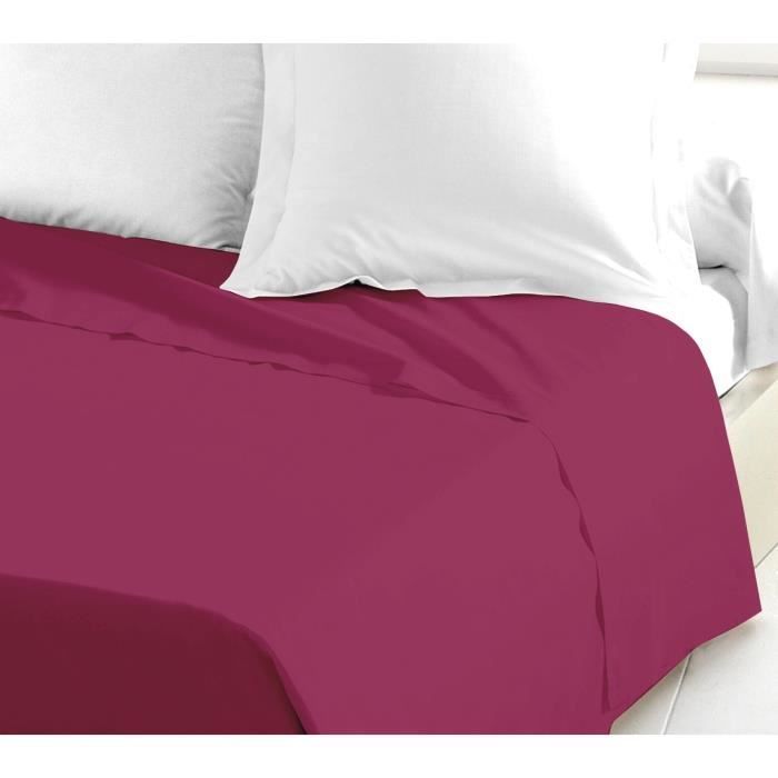 LOVELY HOME Lenzuolo Piano 100% Cotone 180x290 cm - Singolo - Fucsia