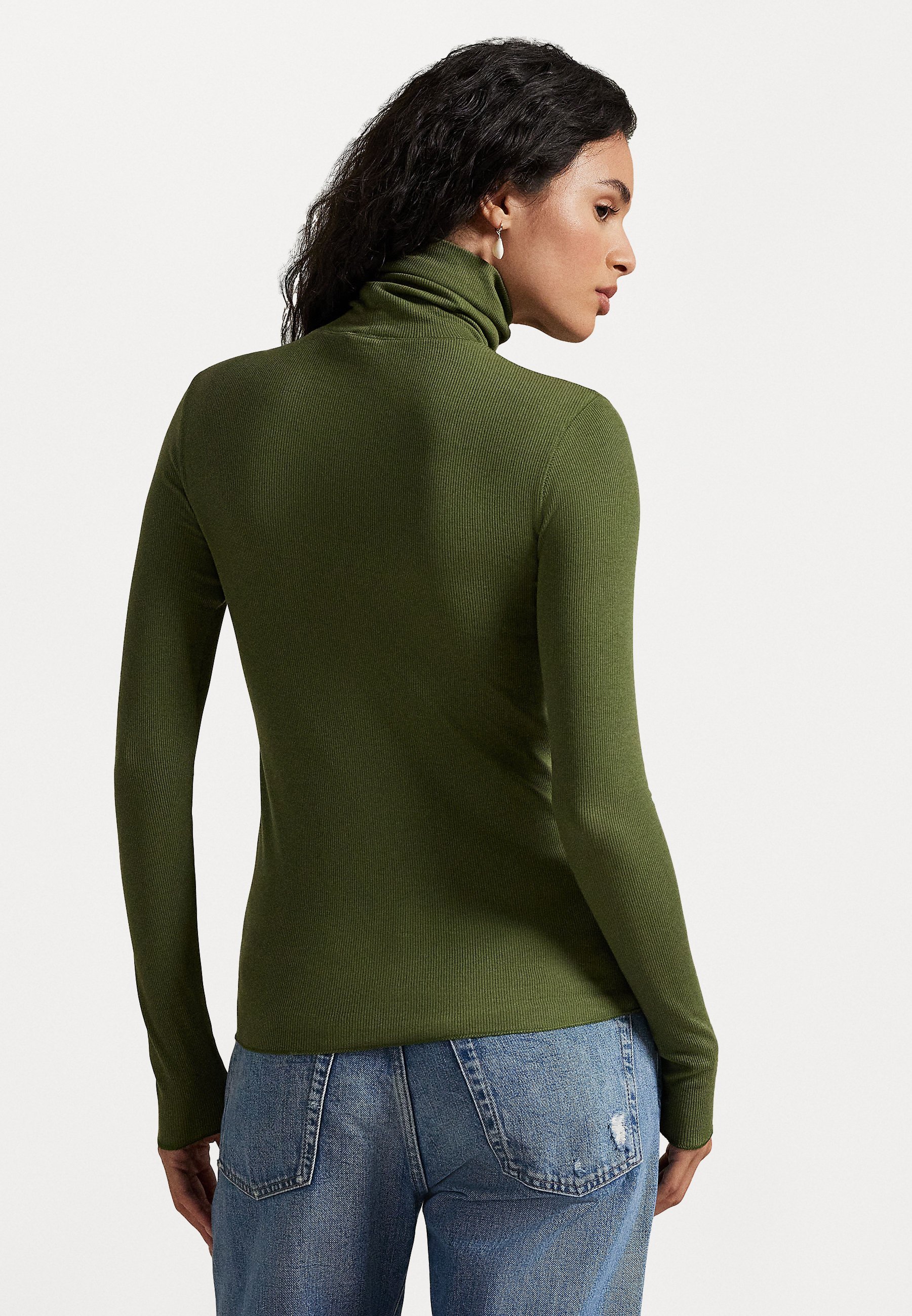 Maglione a collo alto Polo Ralph Lauren in tessuto elasticizzato - verde oliva