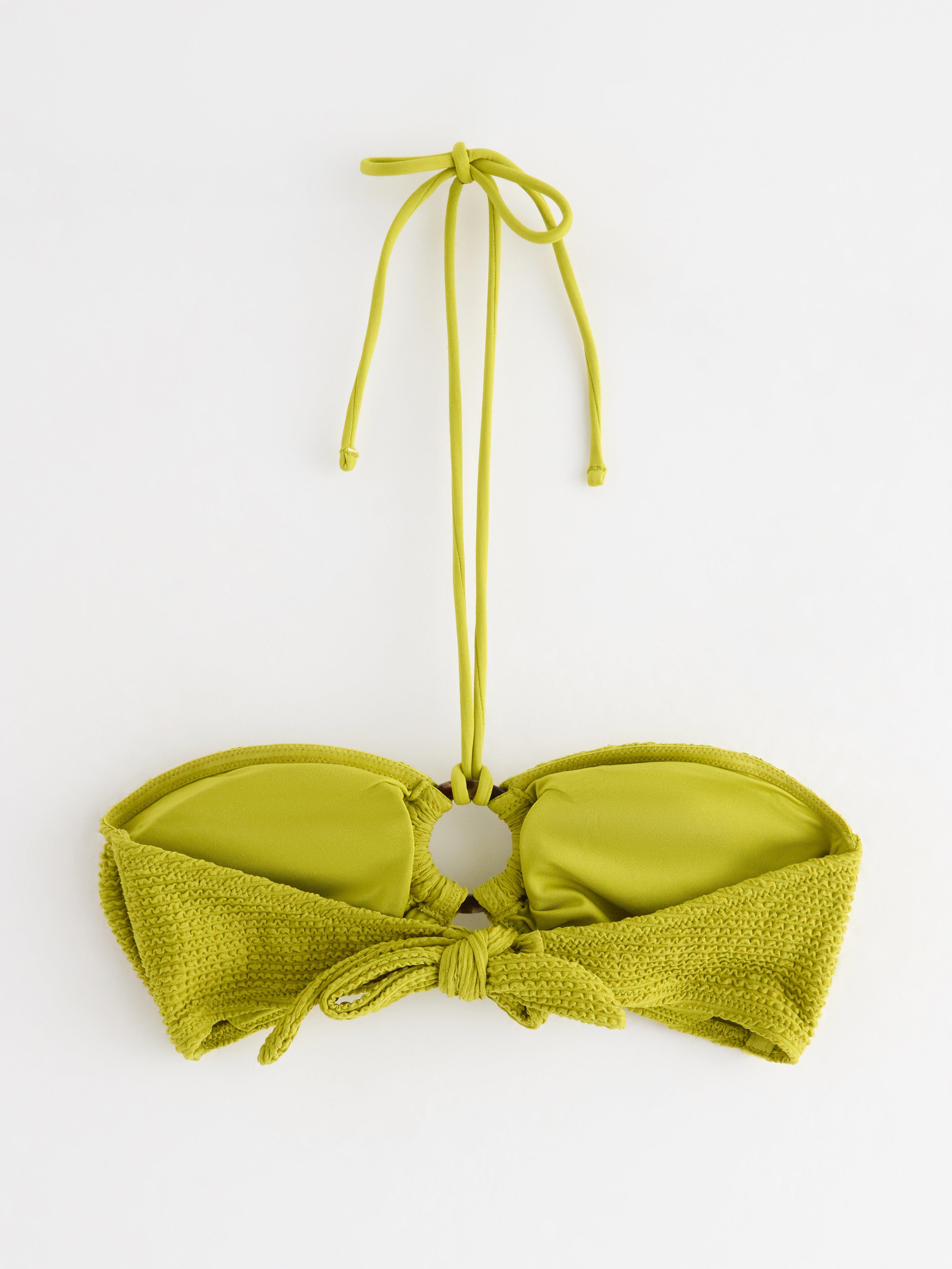 Krinklad bandeau bikiniöverdel Light Dusty Lime
