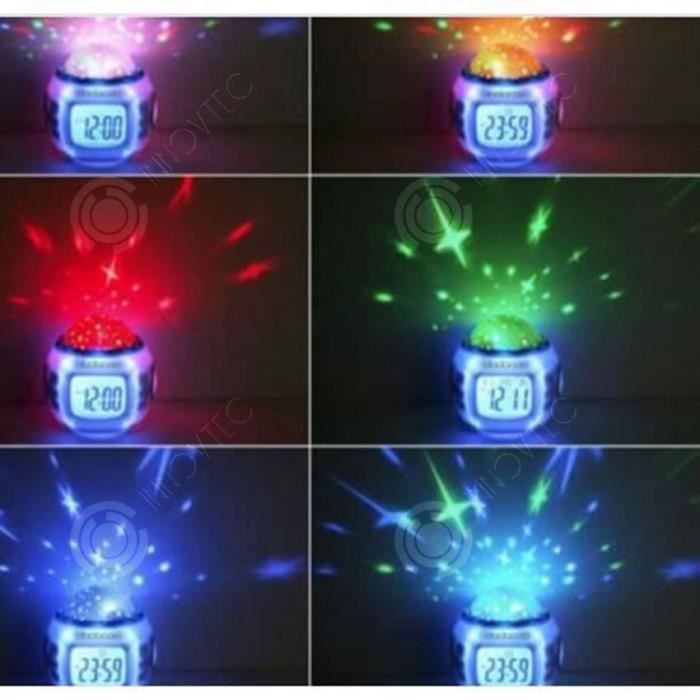 Projector Radio Wekker - INN - LED - Thermometer - Alarm - Nachtlampje voor kinderen
