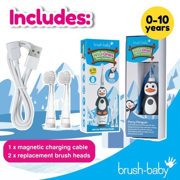 Dětský dobíjecí zubní kartáček Brush Baby WildOnes™ Penguin