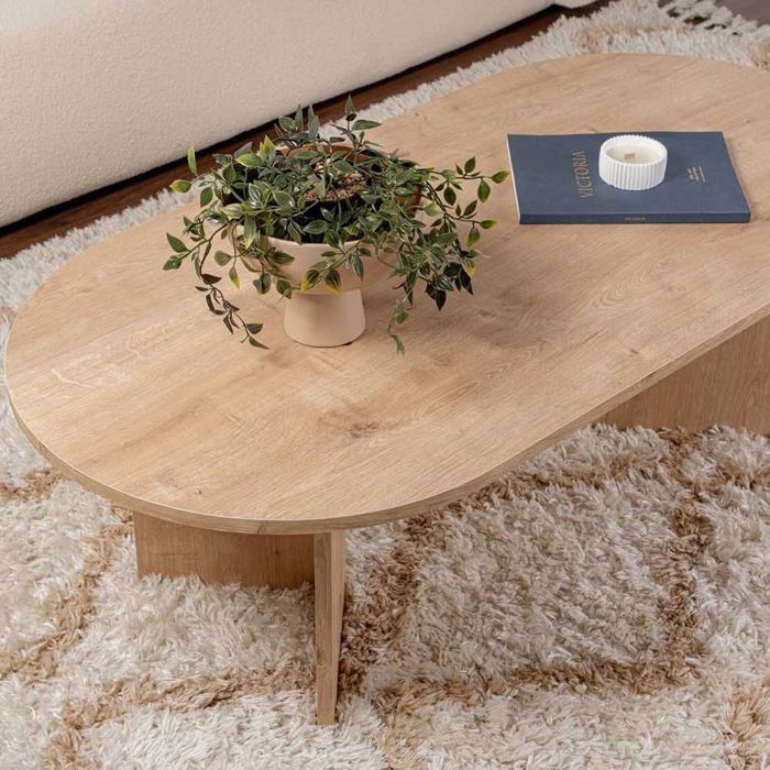 Table basse ovale en aggloméré coloris chêne saphir L119 cm - IRIS