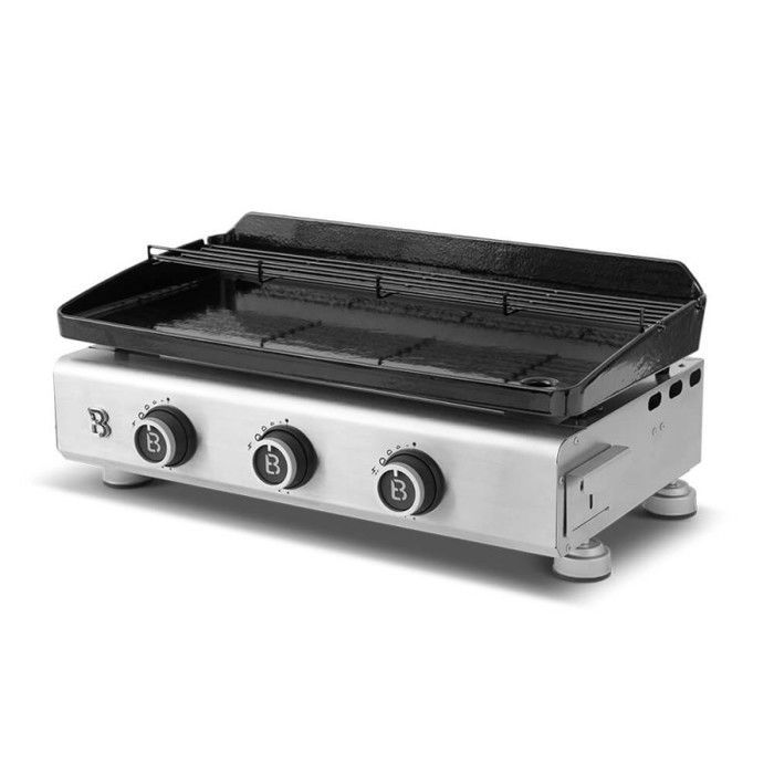 Plancha de gas Silvia IIG Evo de 3 quemadores – BRASERO BY FAVEX - 7,95 kW – Placa de hierro fundido esmaltado de 6 mm – 67 x 34 cm – De 8 a 10 personas