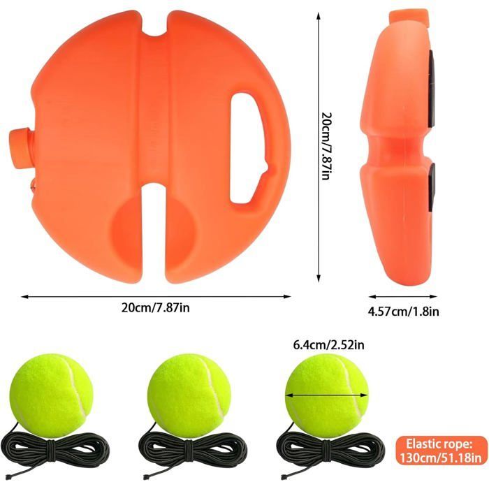 Entraîneur de Tennis avec 2 Balle de Tennis, Kit D'entraînement de Tennis, Tennis Trainer, Appareil de Sport innovant, Orange