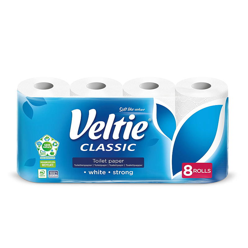 Veltie Toiletpapir 8-pak Klassisk Veltie