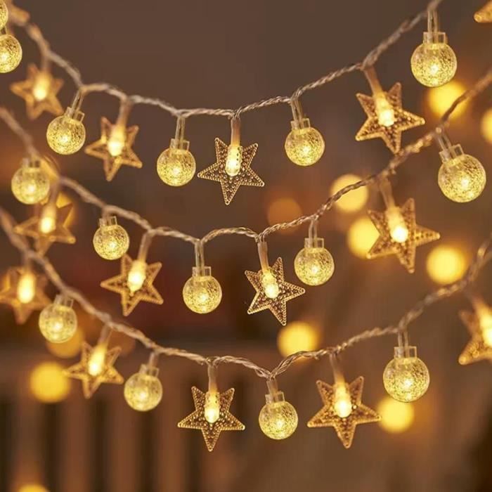 Guirnalda de luces para exteriores - MIOLOE - 10 m, 100 LED - PVC - LED - Blanco cálido - Funciona con pilas - Navidad