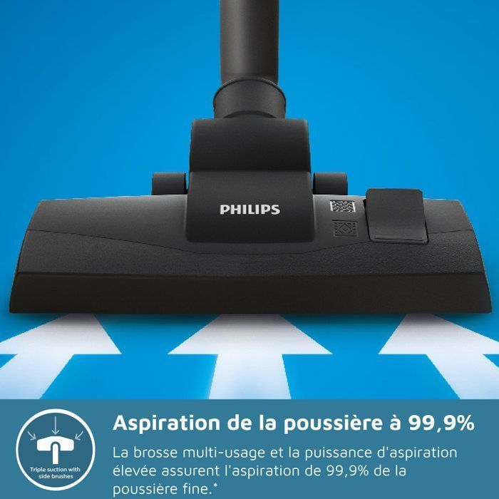 Aspiradora con bolsa - PHILIPS - FC8289/09 - Serie 2000 PowerGo - 900 W - 77 dB - Gris antracita