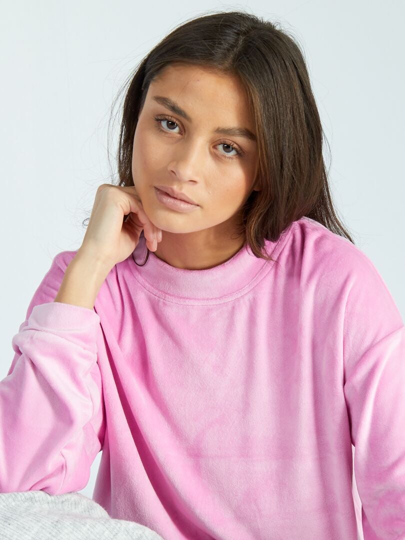 Sudadera de forro polar para estar en casa - rosa