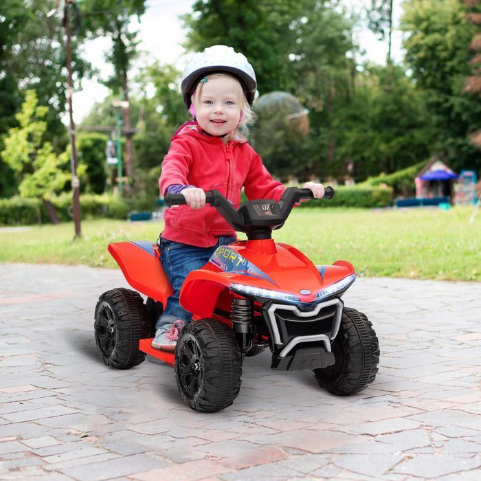 Quad eléctrico infantil AIYAPLAY - 6V - Velocidad máxima: 2,5 km/h - Con faros - Para niños de 18 a 36 meses - Rojo