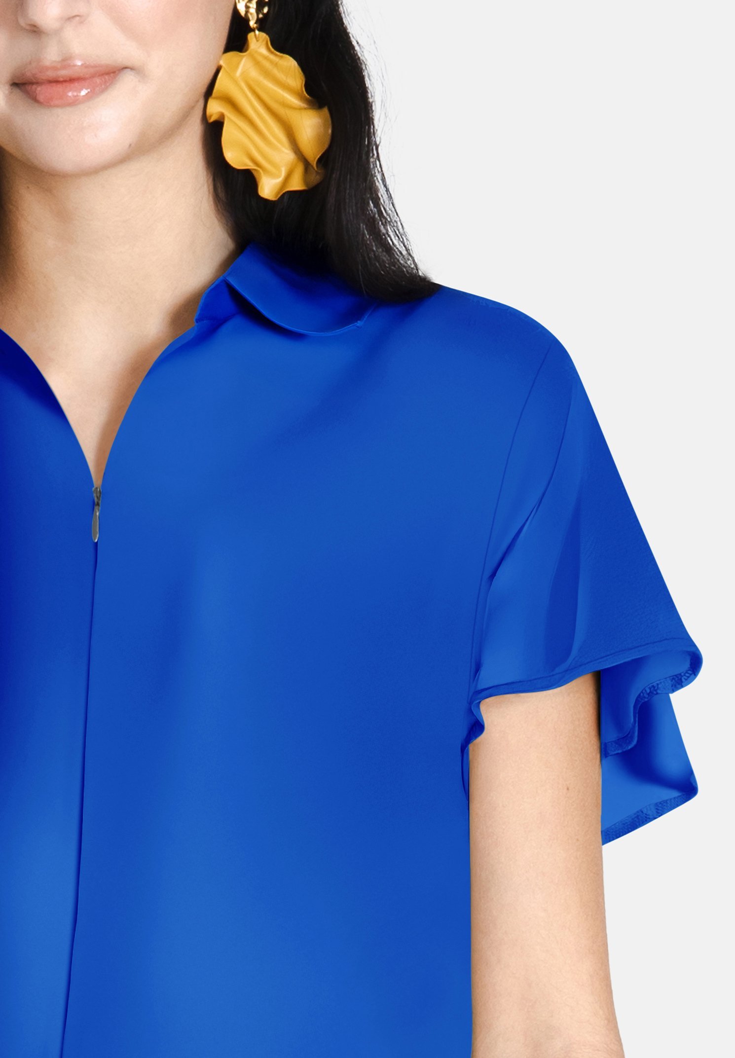 Jascha Stockholm blouse met knoopsluiting - kobaltblauw