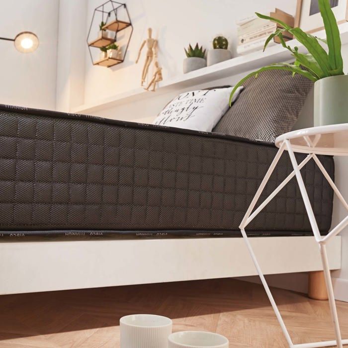 Matelas Titanium 180x200 cm - Épais 24 cm - Mousse mémoire de forme HR, Blue Latex, Hypoallergénique - Face été/hiver - 7 zones