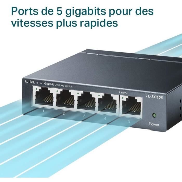 Switch de rede de mesa TP-Link de 5 portas 10/100/1000 Mbps