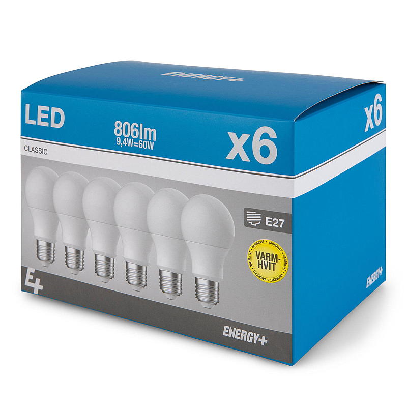 Energy Light LED-lamppu 806 lm 6 kpl klassinen matta E27 A60 E