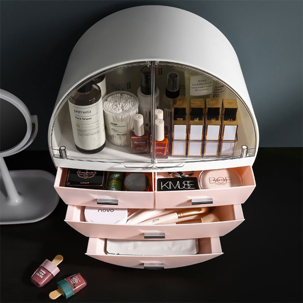 Scatola porta cosmetici antipolvere Livingandhome - Rosa