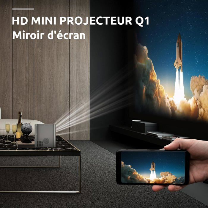 Proyector de vídeo portátil - ZGEER - Q1 - Resolución HD 720p - Compatible con Full HD 1080p - 180 lúmenes ANSI