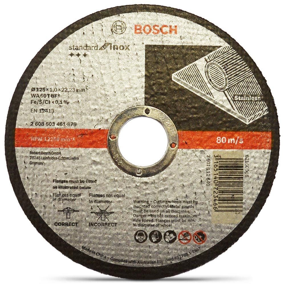 BOSCH Trennscheibe 125 x 1,0 mm für Stahl und Edelstahl – STANDARD für Edelstahl – 100 Stück