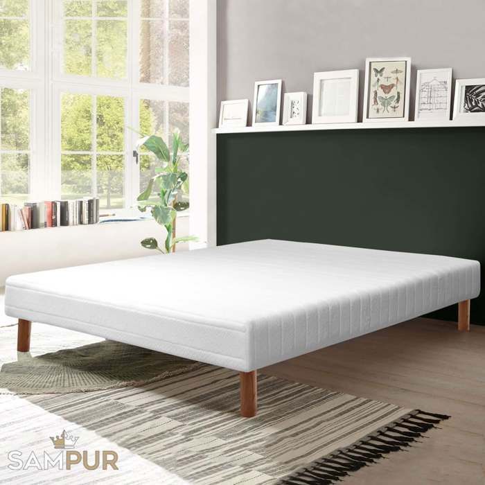 Base de cama Comfort 140x190 de Sampur | Duradera y cómoda - Estructura de madera y listones anchos - Patas incluidas - Zonas de descanso independientes