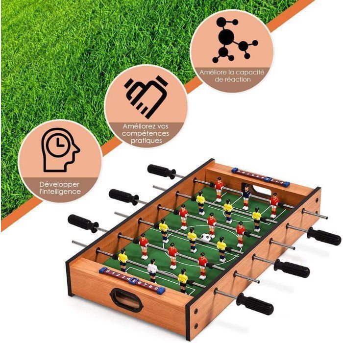 Mesa multijuegos 2 en 1: Futbolín, hockey de aire, 2 palos de hockey, 2 discos, 2 marcadores - Adultos/Niños