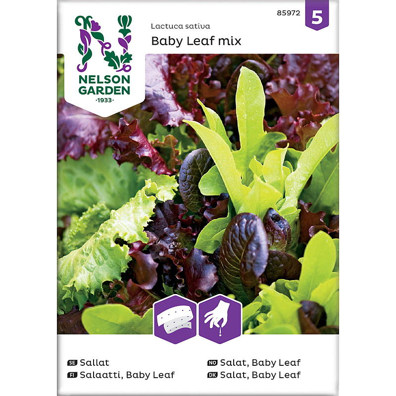 Semi di lattuga baby leaf Nelson Garden Seeds, misti, confezione di semi