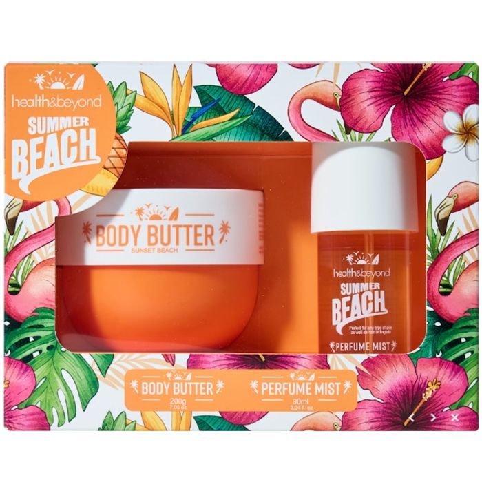 Duo-Geschenkset – SUMMERBEACH Sunset Beach – Körperbutter 200 g – Duftspray 90 ml – 2 Stück