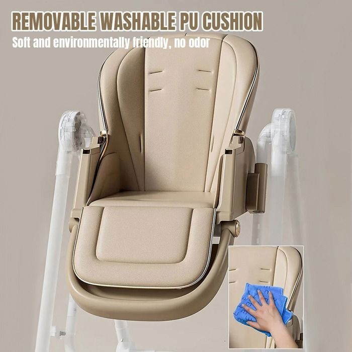 Baby and toddler high chair and swing - 0 to 72 months - with smooth-rolling swivel casters, foldable, reclining, baby high chair