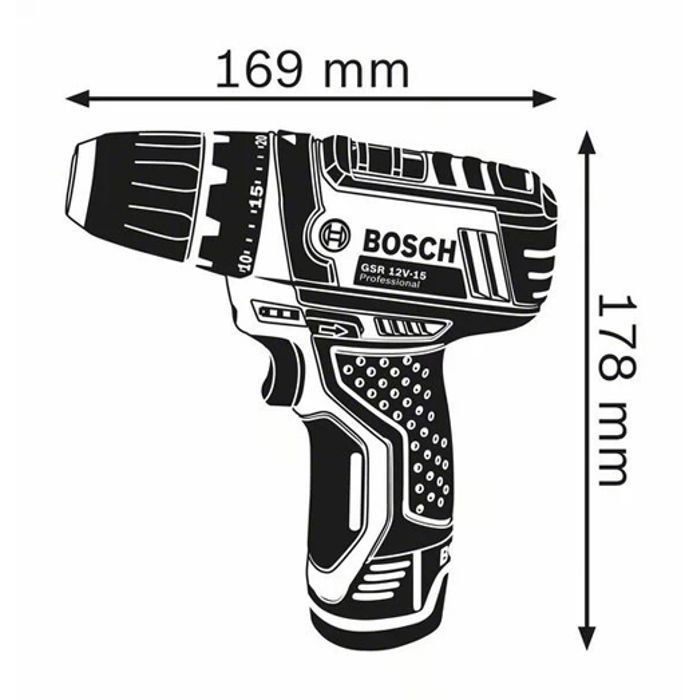 Perceuse-visseuse Bosch Professional GSR 12V-15 + 2 batteries 2,0Ah + Chargeur GAL 12V-20   - 060186810F