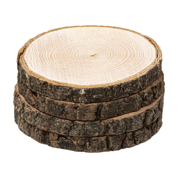 Zestaw 4 okrągłych podstawek drewnianych pod szklanki 10cm