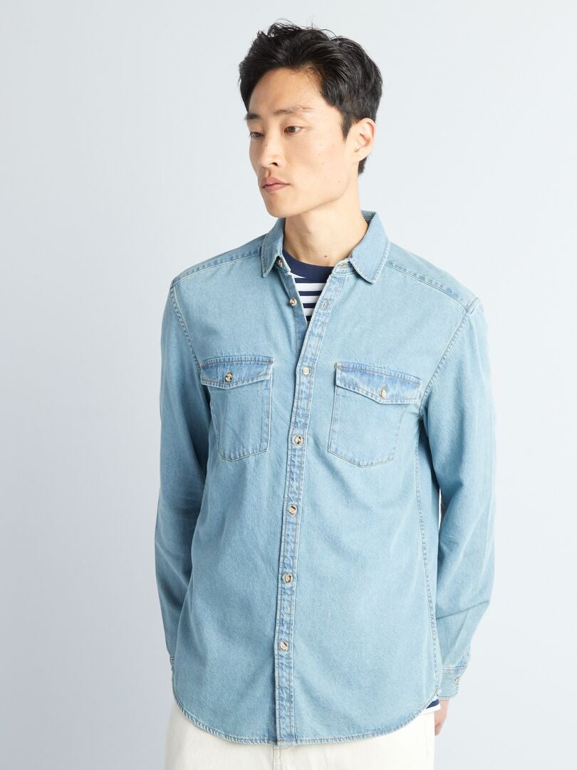 Camisa jeans de corte regular - AZUL