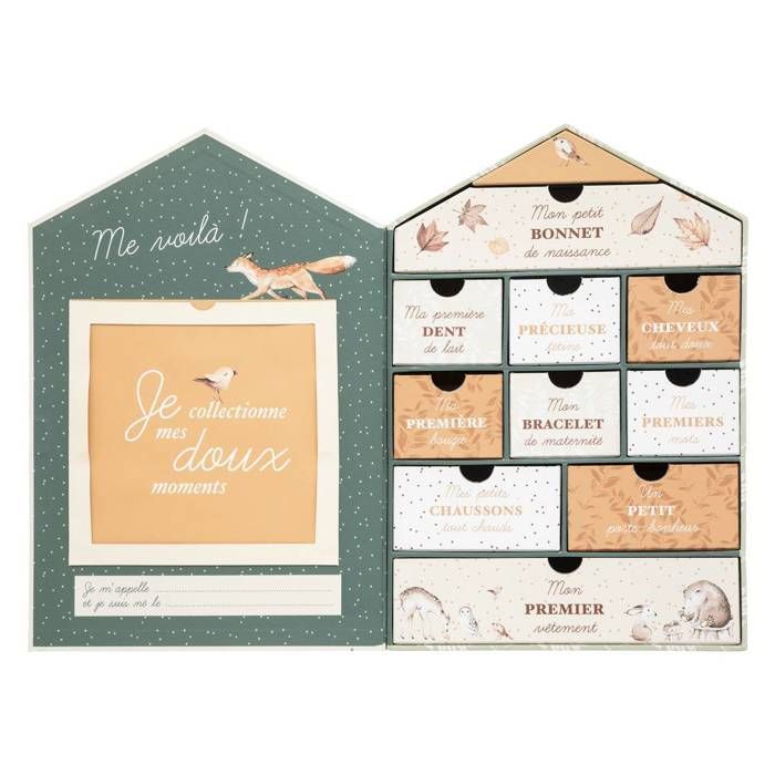 Coffret de naissance souvenirs forêt 10 tiroirs PPR - Atmosphera Créateur d'intérieur