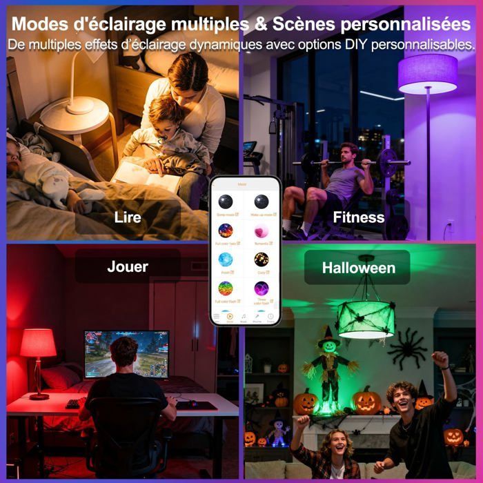 Lampadina LED intelligente - ZGEER - E27 - 10W - Cambio colore - Sincronizzazione con la musica - Bianco caldo 2700K - 900 lumen