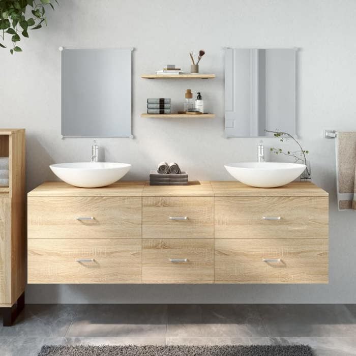 vidaXL Ensemble de meubles salle de bain 5 pcs chêne bois d'ingénierie 242564