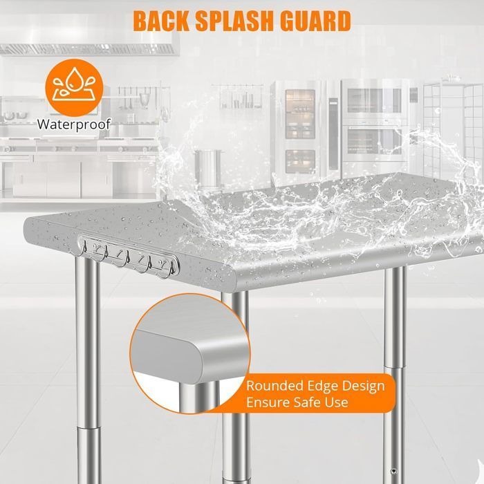 Werktafel - Roestvrij staal - 91x61x90cm - 2 planken - Zwenkwielen - Verstelbaar