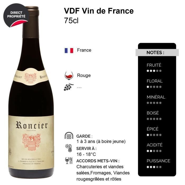Roncier Rouge Rouge - Lot de 6x75cl - Vin Rouge de Bourgogne - Appellation VDF Vin de France - Origine Bourgogne