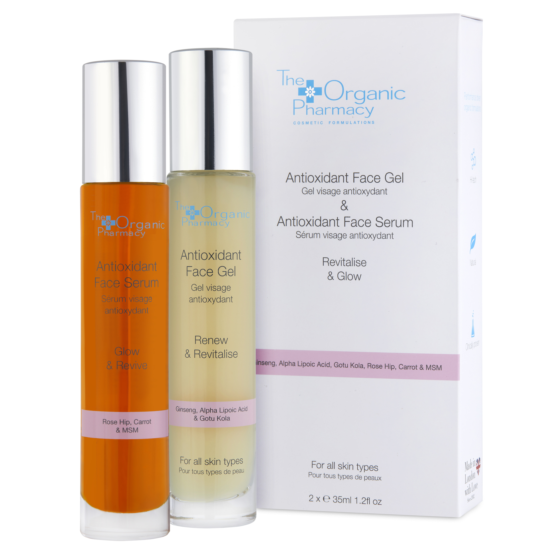 Antioksidantu sejas serums + Antioksidantu sejas gels 2 x 35 ml - The Organic Pharmacy