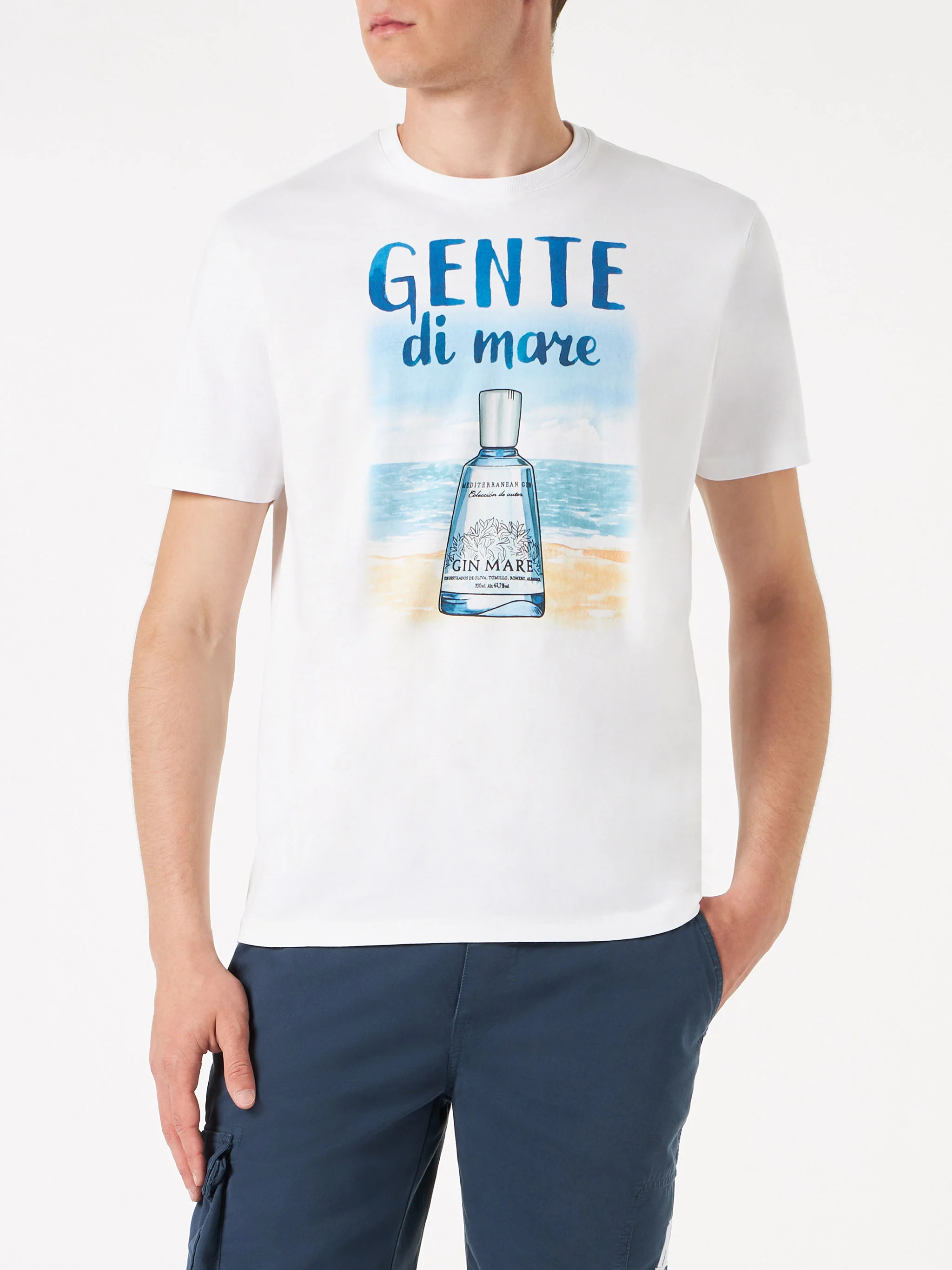 T-shirt da uomo in cotone con stampa Gente di Mare | GIN MARE EDIZIONE