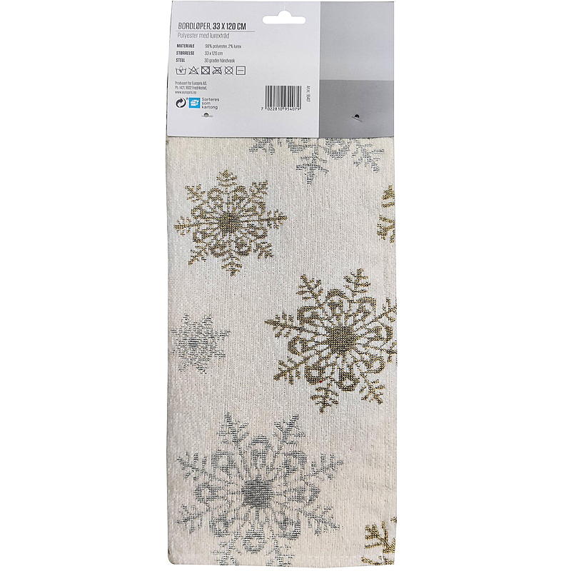 Home Runner 33x120 cm cremefarbenes Schneeflockenmuster